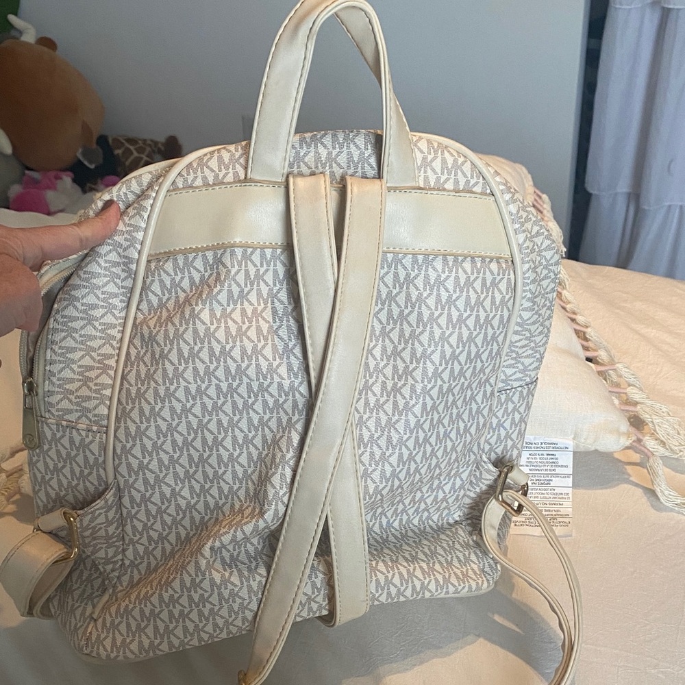 Cream Monogram Backpack - Picture 4 of 6